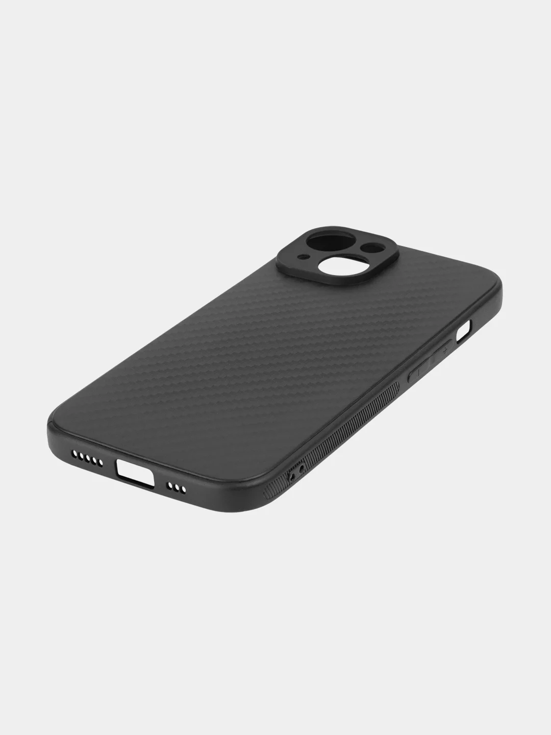 Черный ребристый чехол для Apple iPhone 15 силиконовый ROSCO матовый тонкий с текстурой карбон