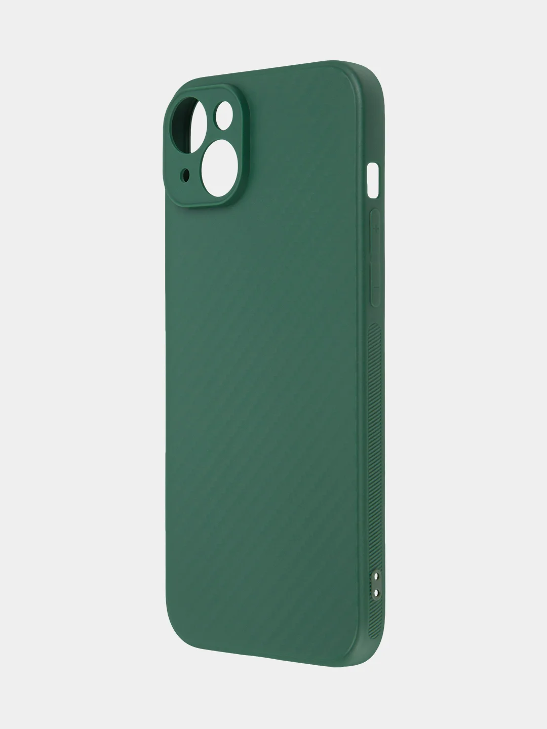 Тёмно-зелёный ребристый чехол для iPhone 15 Plus силиконовый ROSCO матовый тонкий с текстурой карбон