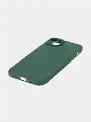 Тёмно-зелёный ребристый чехол для iPhone 15 Plus силиконовый ROSCO матовый тонкий с текстурой карбон