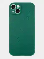 Тёмно-зелёный ребристый чехол для iPhone 15 Plus силиконовый ROSCO матовый тонкий с текстурой карбон