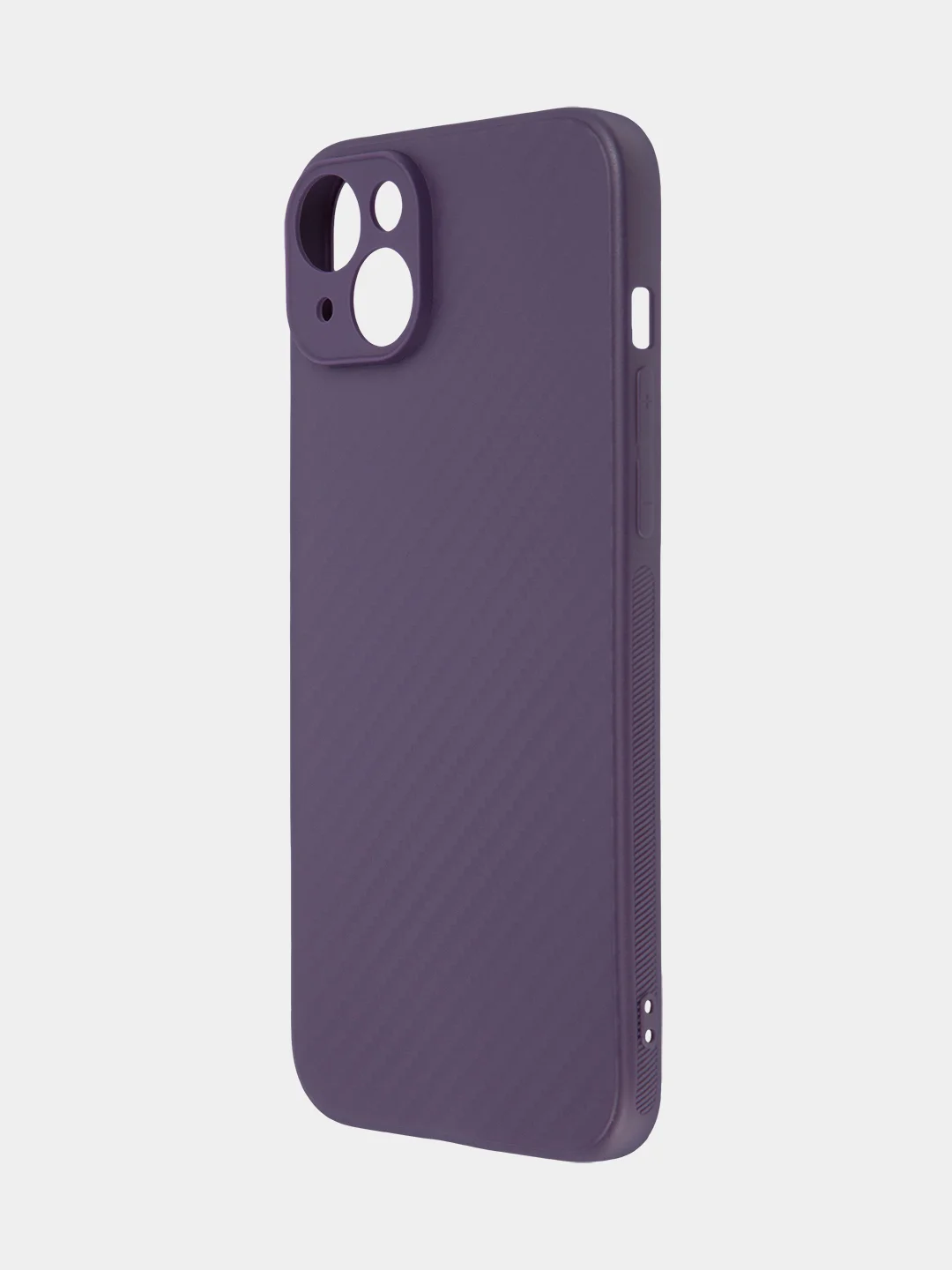Фиолетовый ребристый чехол для iPhone 15 Plus силиконовый ROSCO матовый тонкий с текстурой карбон