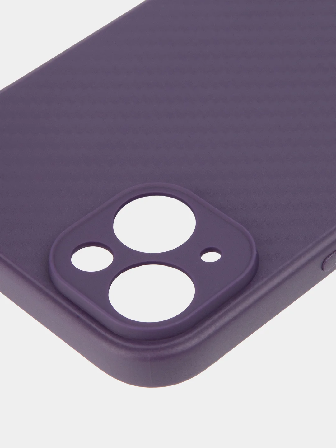 Фиолетовый ребристый чехол для iPhone 15 Plus силиконовый ROSCO матовый тонкий с текстурой карбон