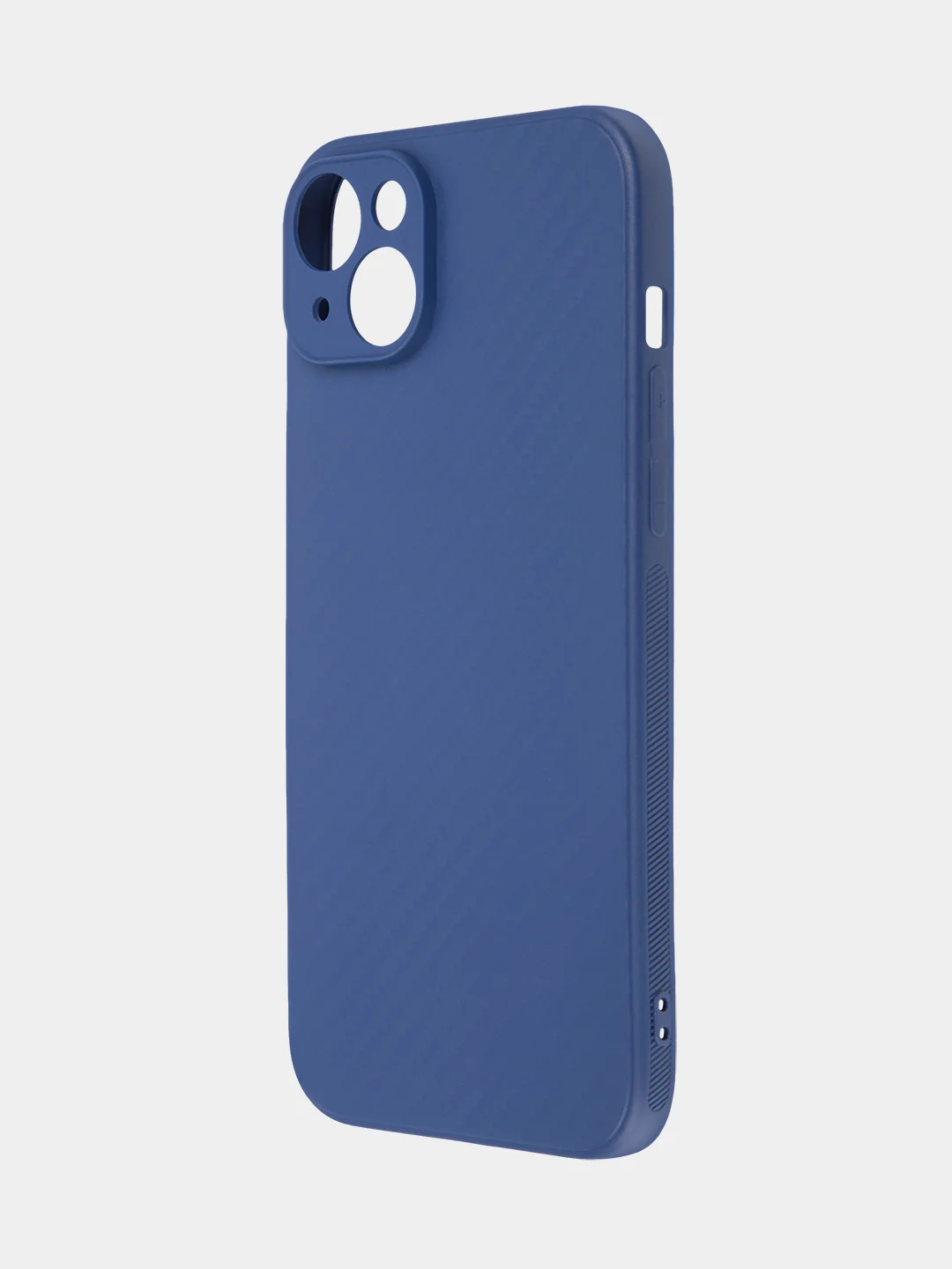 Синий ребристый чехол для iPhone 15 Plus силиконовый ROSCO матовый тонкий с текстурой карбон