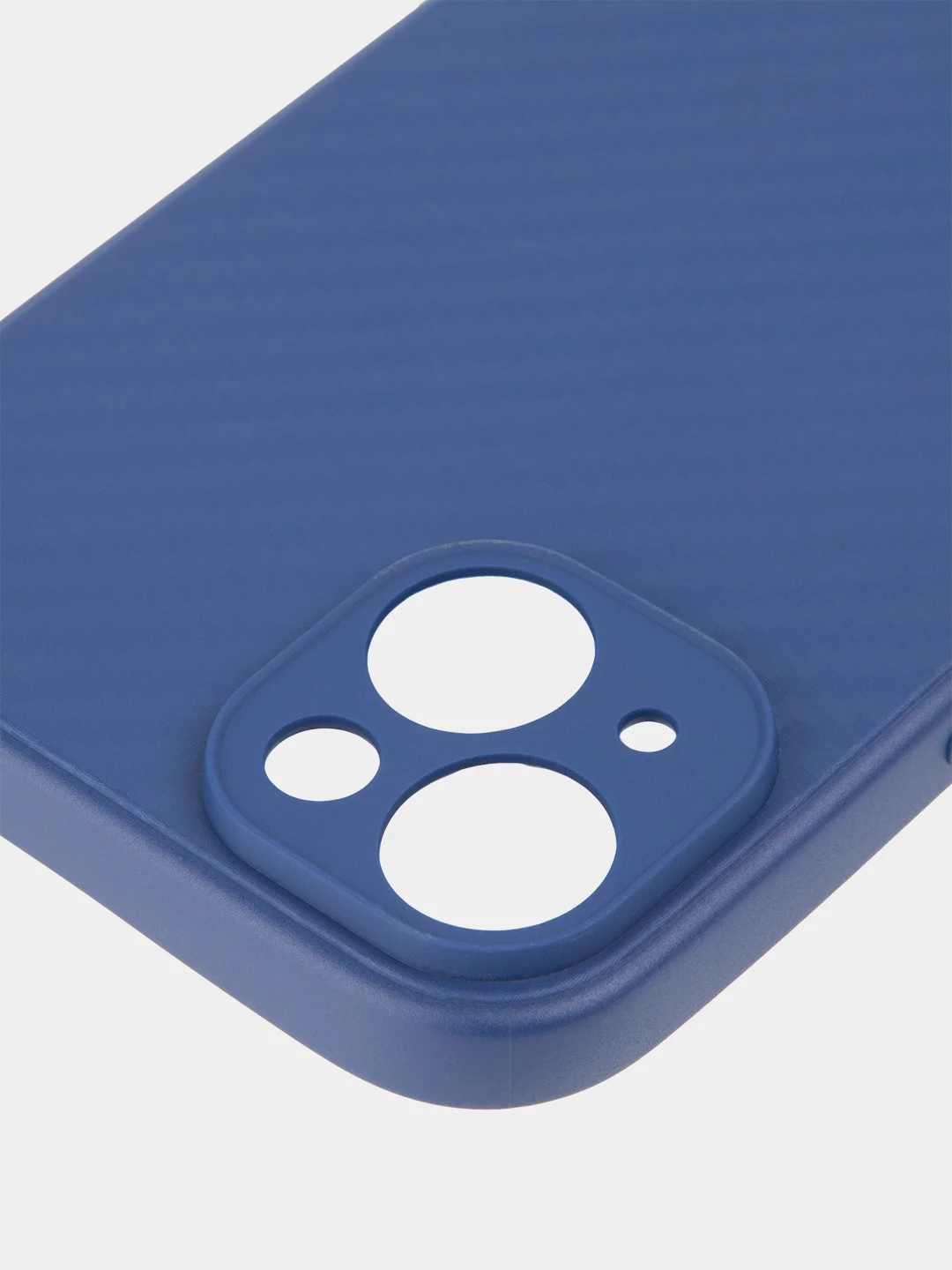 Синий ребристый чехол для iPhone 15 Plus силиконовый ROSCO матовый тонкий с текстурой карбон