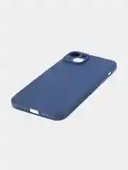 Синий ребристый чехол для iPhone 15 Plus силиконовый ROSCO матовый тонкий с текстурой карбон