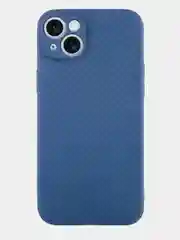 Синий ребристый чехол для iPhone 15 Plus силиконовый ROSCO матовый тонкий с текстурой карбон