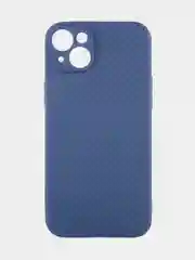 Синий ребристый чехол для iPhone 15 Plus силиконовый ROSCO матовый тонкий с текстурой карбон