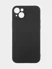 Фиолетовый ребристый чехол для iPhone 15 Plus силиконовый ROSCO матовый тонкий с текстурой карбон