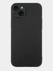 Фиолетовый ребристый чехол для iPhone 15 Plus силиконовый ROSCO матовый тонкий с текстурой карбон