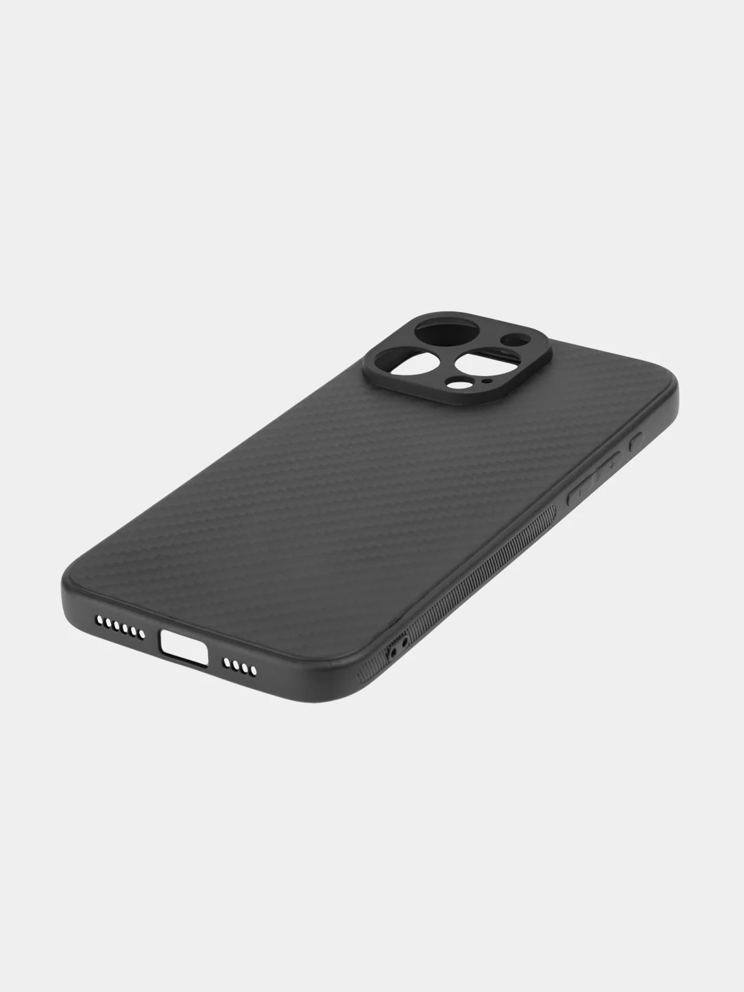 Черный ребристый чехол для iPhone 15 Pro Max силиконовый ROSCO матовый тонкий с текстурой карбон