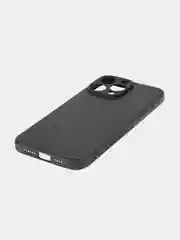 Черный ребристый чехол для iPhone 15 Pro Max силиконовый ROSCO матовый тонкий с текстурой карбон