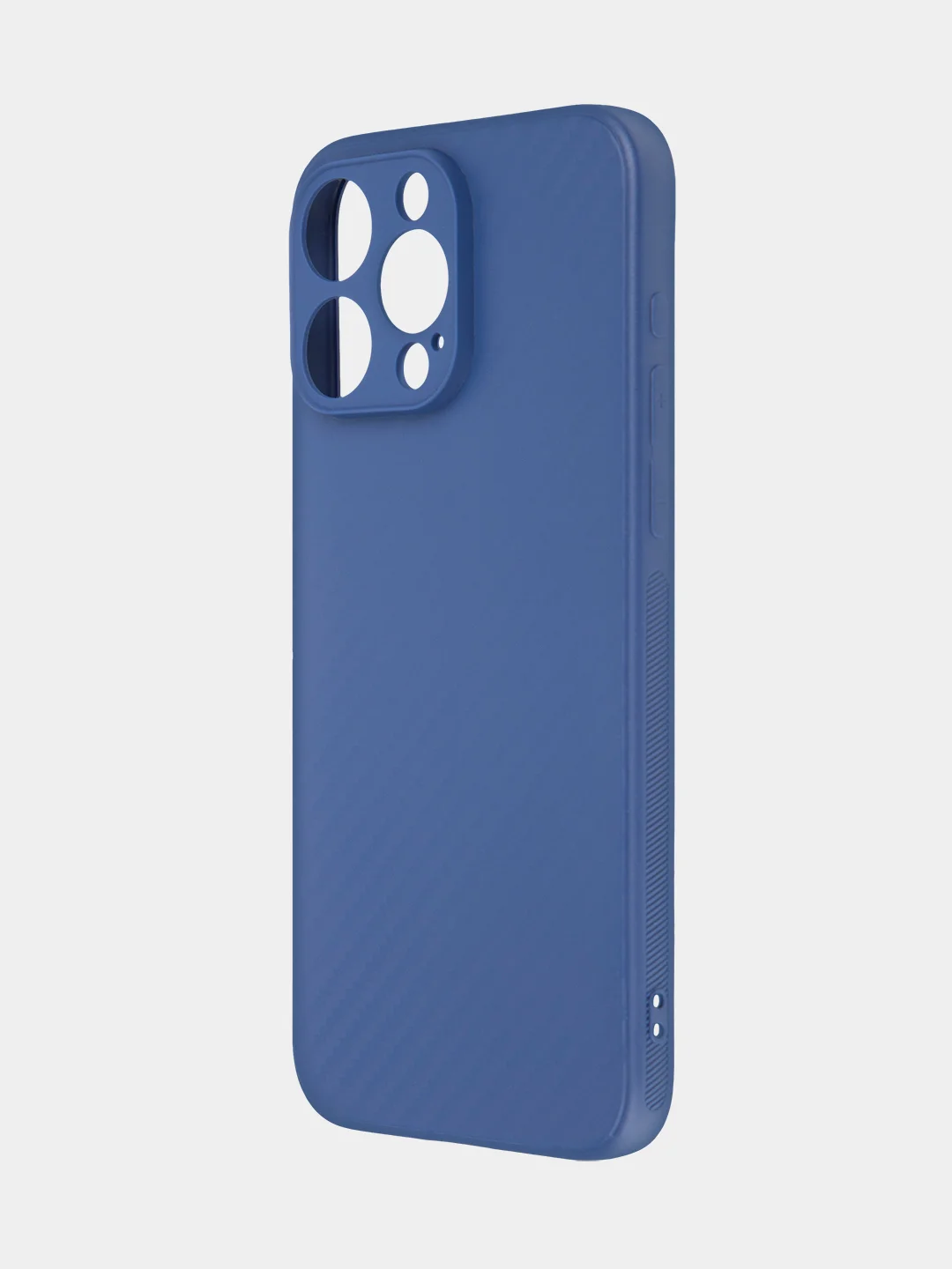 Синий ребристый чехол для iPhone 15 Pro Max силиконовый ROSCO матовый тонкий с текстурой карбон