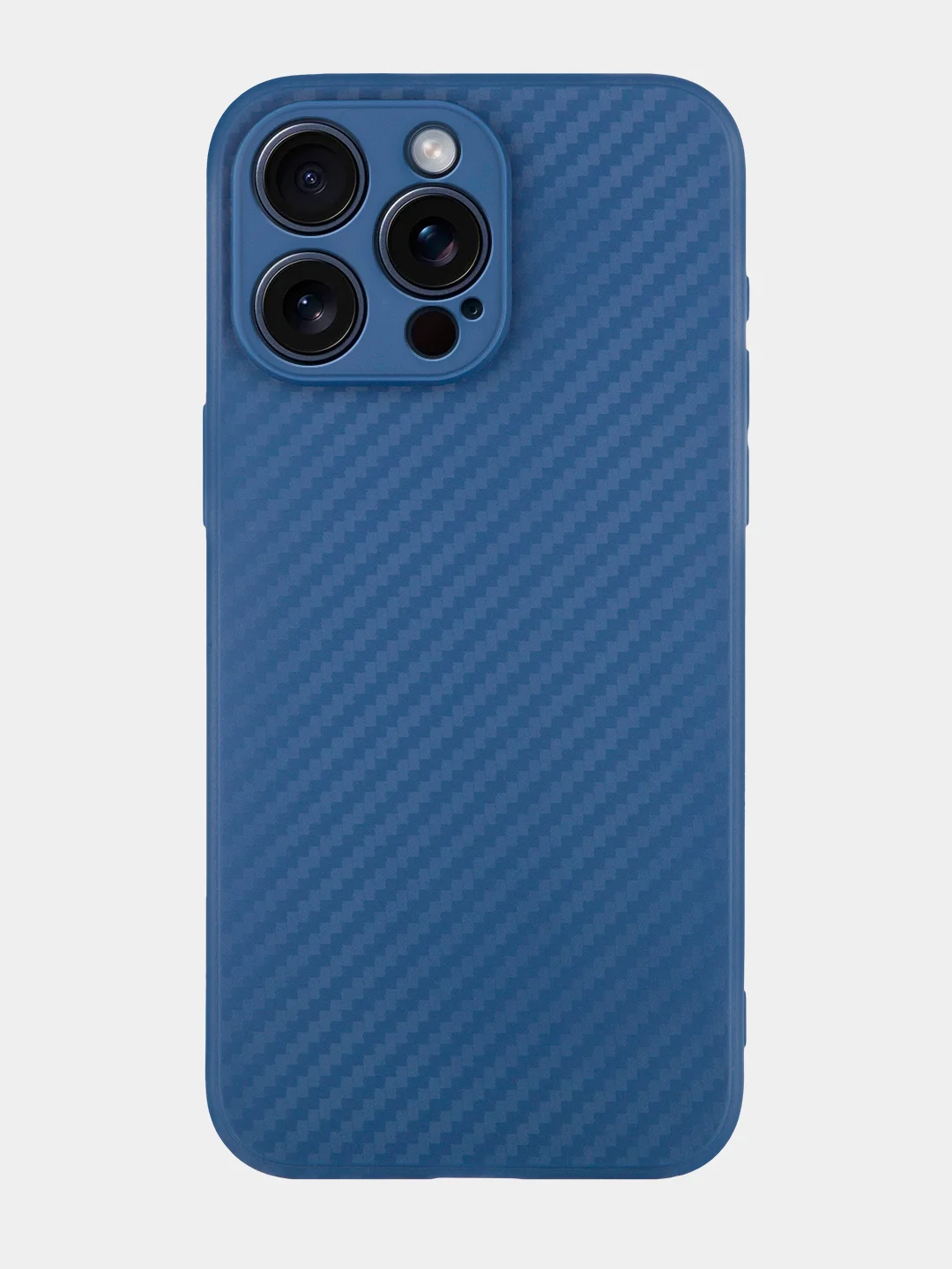 Синий ребристый чехол для iPhone 15 Pro Max силиконовый ROSCO матовый тонкий с текстурой карбон