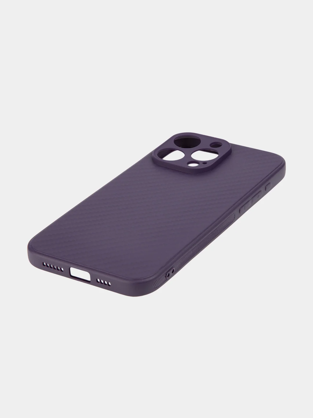 Фиолетовый ребристый чехол для iPhone 15 Pro Max силиконовый ROSCO матовый тонкий с текстурой карбон