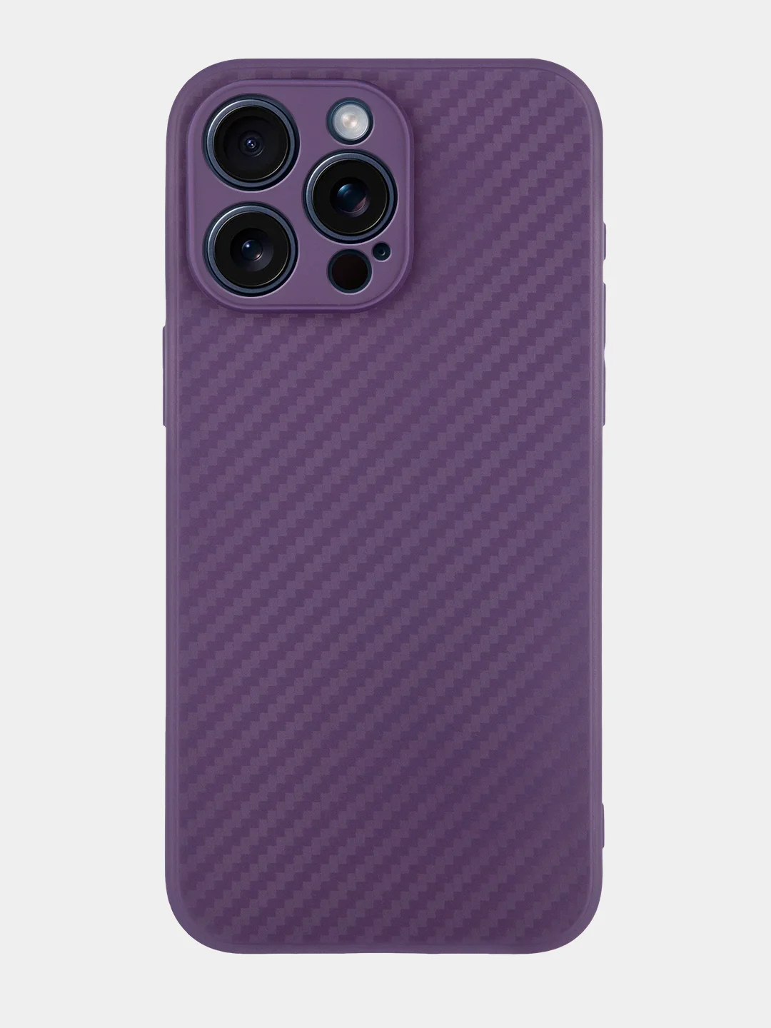 Фиолетовый ребристый чехол для iPhone 15 Pro Max силиконовый ROSCO матовый тонкий с текстурой карбон