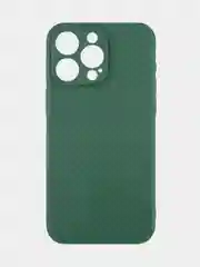 Тёмно-зелёный ребристый чехол для iPhone 15 Pro Max силиконовый ROSCO матовый тонкий с текстурой карбон