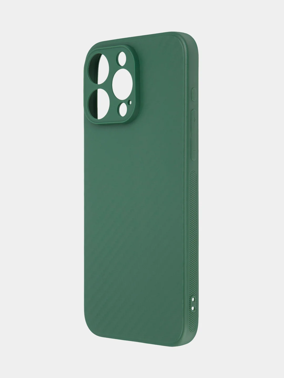 Тёмно-зелёный ребристый чехол для iPhone 15 Pro Max силиконовый ROSCO матовый тонкий с текстурой карбон