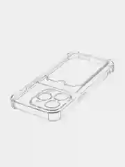 Прозрачный чехол для iPhone 15 Pro противоударный силиконовый ROSCO с карманом для карт защитой углов