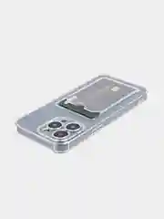 Прозрачный чехол для iPhone 15 Pro противоударный силиконовый ROSCO с карманом для карт защитой углов