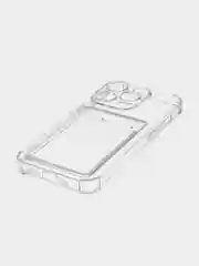 Прозрачный чехол для iPhone 15 Pro противоударный силиконовый ROSCO с карманом для карт защитой углов
