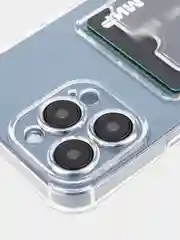 Прозрачный чехол для iPhone 15 Pro Max противоударный силиконовый ROSCO с карманом для карт, углами