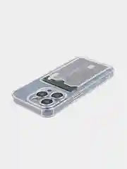 Прозрачный чехол для iPhone 15 Pro Max противоударный силиконовый ROSCO с карманом для карт, углами