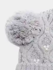 Серебряный шапка на 6-12 мес, с подкладом, для девочек, детская, вязаная, демисезонная, на весну