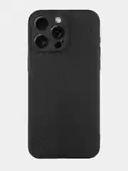 Черный чехол для iPhone 15, 14, 13 Pro, Max, Plus, Mini, ребристый, силиконовый, BROSCORP, карбон