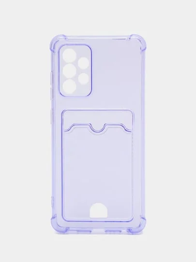 Лавандовый чехол Samsung Galaxy A52 / A52s, Самсунг Галакси А52 / А52с прозрачный с карманом для карт