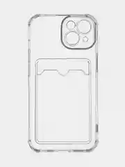 Прозрачный чехол для iPhone 15 противоударный силиконовый ROSCO с карманом для карт усиленными углами