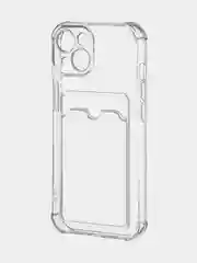 Прозрачный чехол для iPhone 15 противоударный силиконовый ROSCO с карманом для карт усиленными углами