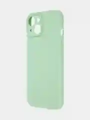 Зеленый чехол + стекло для iPhone 15 силиконовый ROSCO матовый тонкий с бортиком- защитой камер