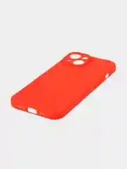 Красный чехол + стекло для iPhone 15 силиконовый ROSCO матовый тонкий с бортиком- защитой камер
