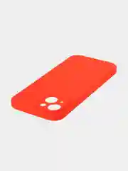 Красный чехол + стекло для iPhone 15 силиконовый ROSCO матовый тонкий с бортиком- защитой камер