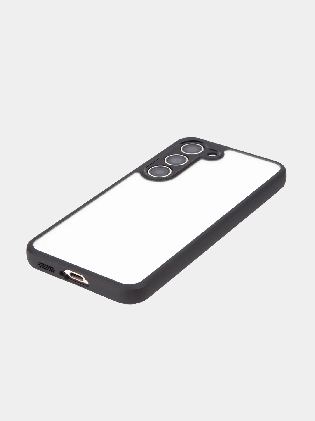 Прозрачный чехол для Samsung Galaxy S23 пластиковый ROSCO противоударный с силиконовой окантовкой