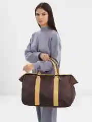 Шоколадный сумка дорожная кожаная