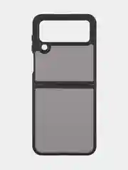 Черный чехол для Samsung Galaxy Z Flip 4, пластиковый Rosco противоударный, силиконовая окантовка