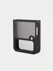 Черный чехол для Samsung Galaxy Z Flip 4, пластиковый Rosco противоударный, силиконовая окантовка
