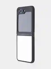 Прозрачный чехол для Samsung Galaxy Z Flip 5 пластиковый ROSCO противоударный, силиконовая окантовка