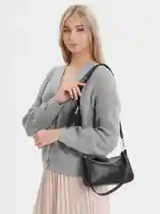 Сумка женская, 25*8*17, отдел на молнии, длинный ремень, черный