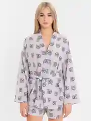 Бежевый женский пижамный летний костюм