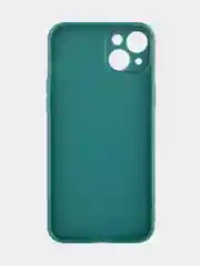Тёмно-зелёный чехол для iPhone 15 Plus силиконовый BROSCORP матовый/ прозрачный, тонкий, c защитой камер