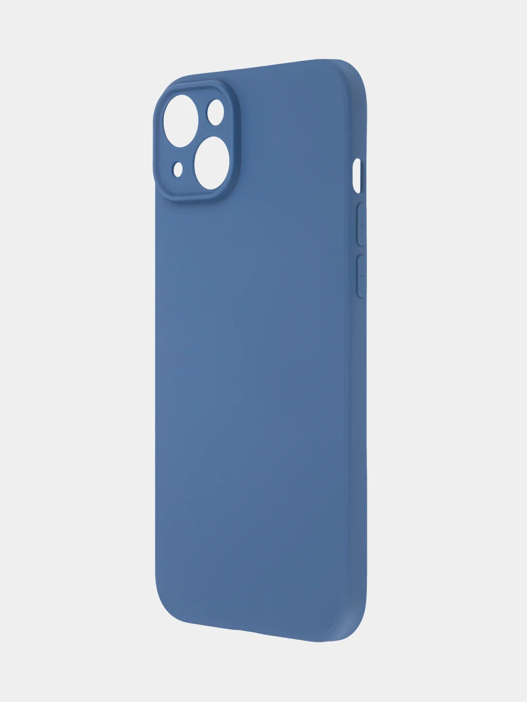 Синий чехол для iPhone 15 Plus силиконовый BROSCORP матовый/ прозрачный, тонкий, c защитой камер
