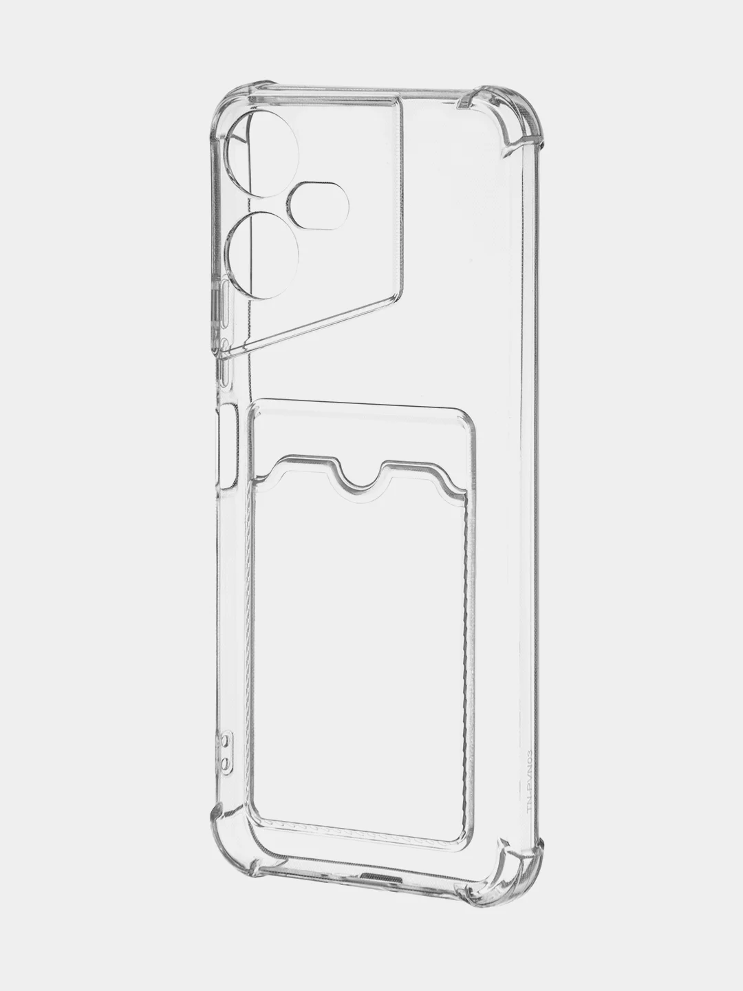 Прозрачный чехол для Tecno Pova Neo 3 противоударный BROSCORP, силиконовый, с карманом для карт