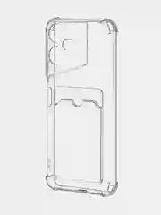 Прозрачный чехол для Tecno Pova Neo 3 противоударный BROSCORP, силиконовый, с карманом для карт
