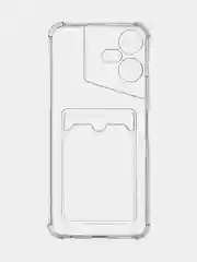Прозрачный чехол для Tecno Pova Neo 3 противоударный BROSCORP, силиконовый, с карманом для карт