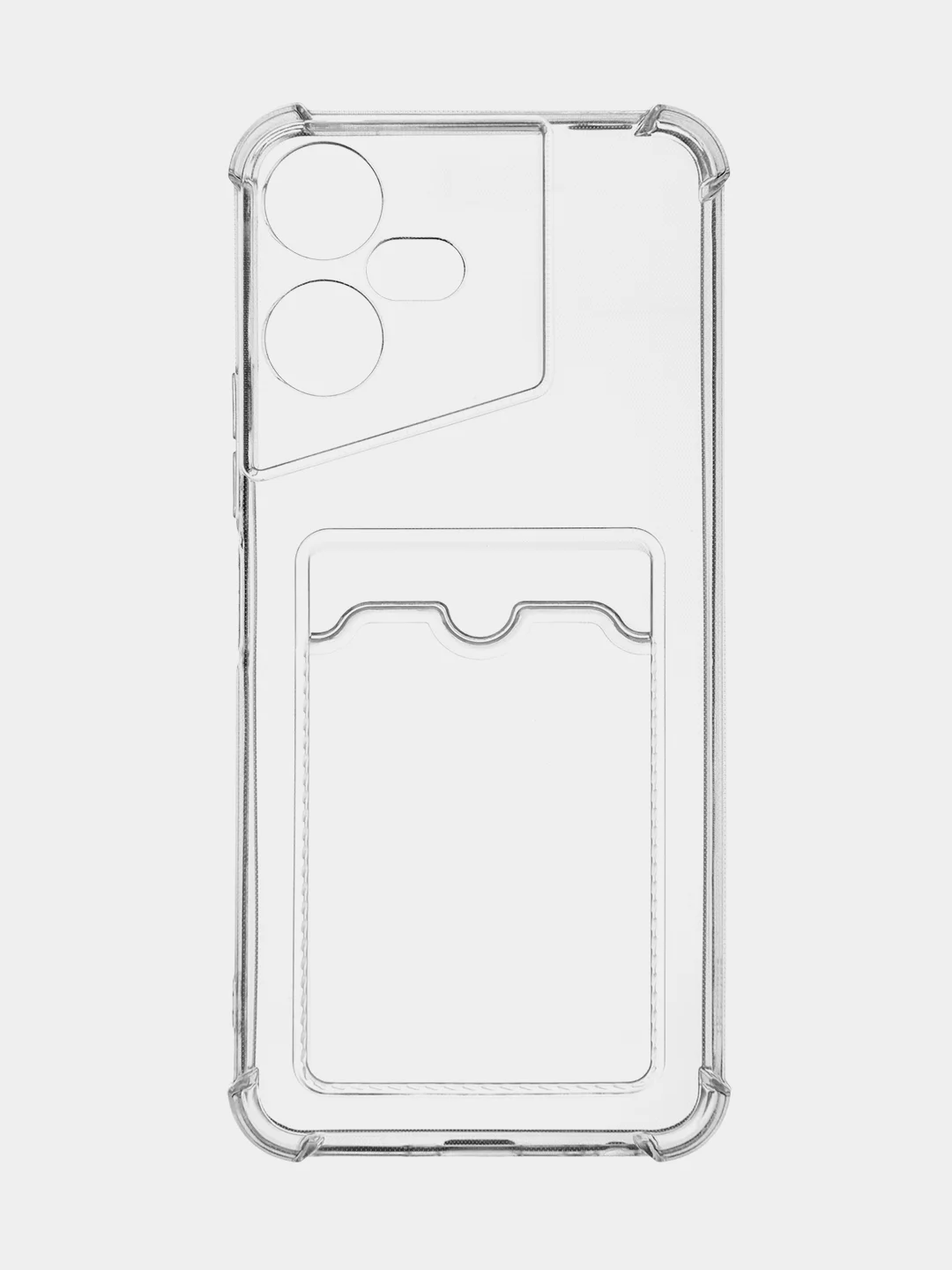 Прозрачный чехол для Tecno Pova Neo 3 противоударный BROSCORP, силиконовый, с карманом для карт