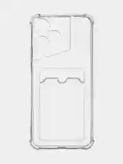 Прозрачный чехол для Tecno Pova Neo 3 противоударный BROSCORP, силиконовый, с карманом для карт