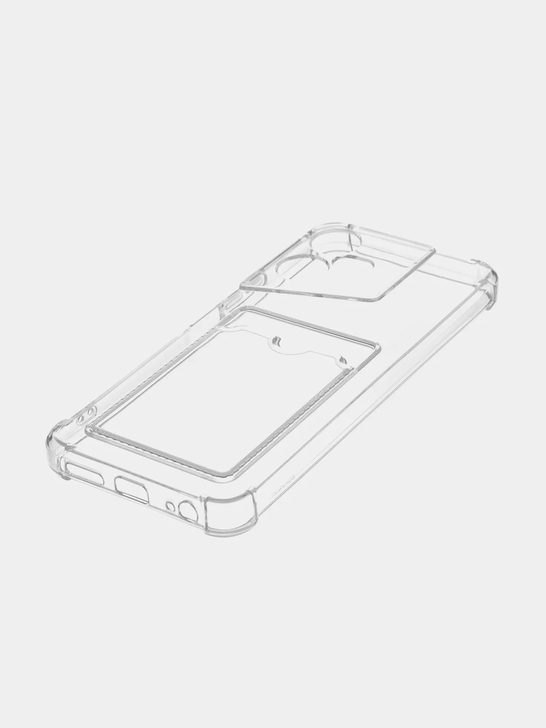 Прозрачный чехол для Tecno Pova Neo 3 противоударный BROSCORP, силиконовый, с карманом для карт