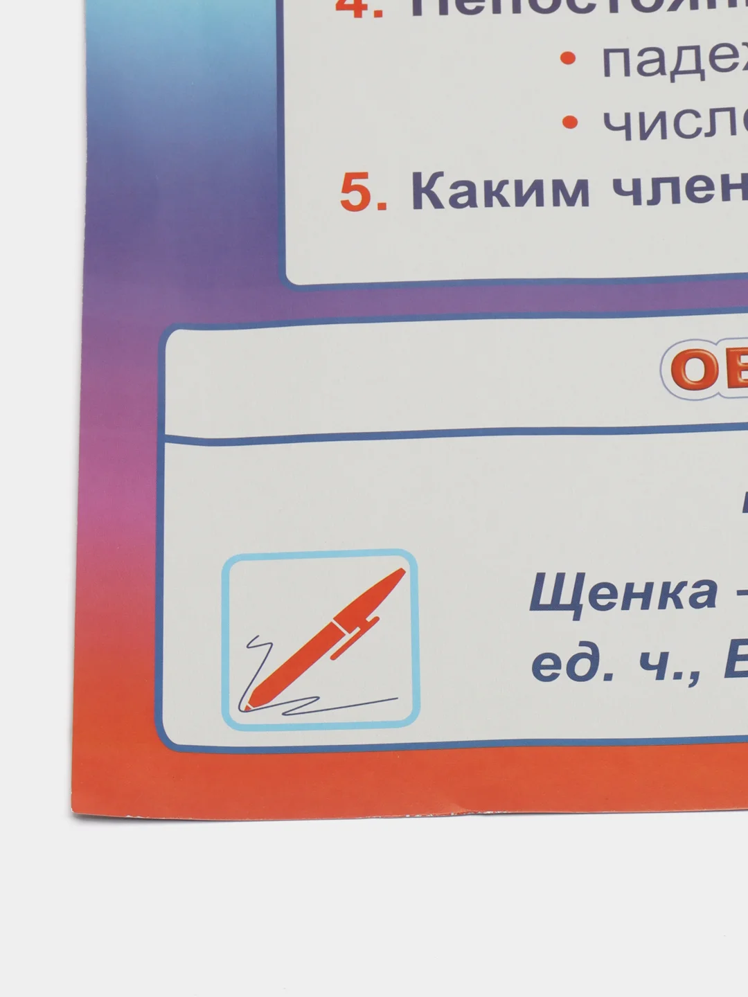 Багровый плакат Математика, Русский язык, Письмо, буквы, звуки, части речи, фонетика, числа, знаки